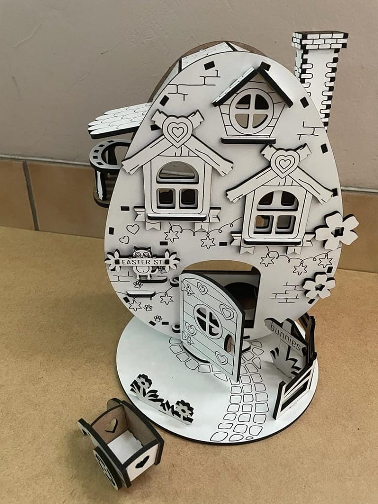 Laser Cut Wooden Easter House Egg