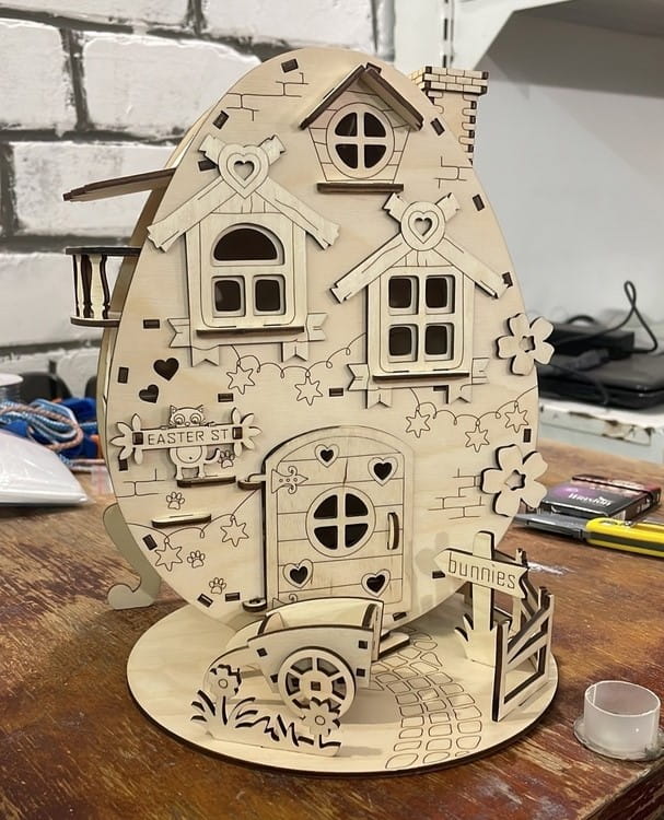 Laser Cut Wooden Easter House Egg