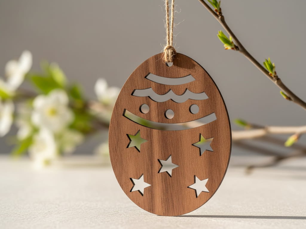 Laser Cut Wooden Easter Egg Festive Ornament