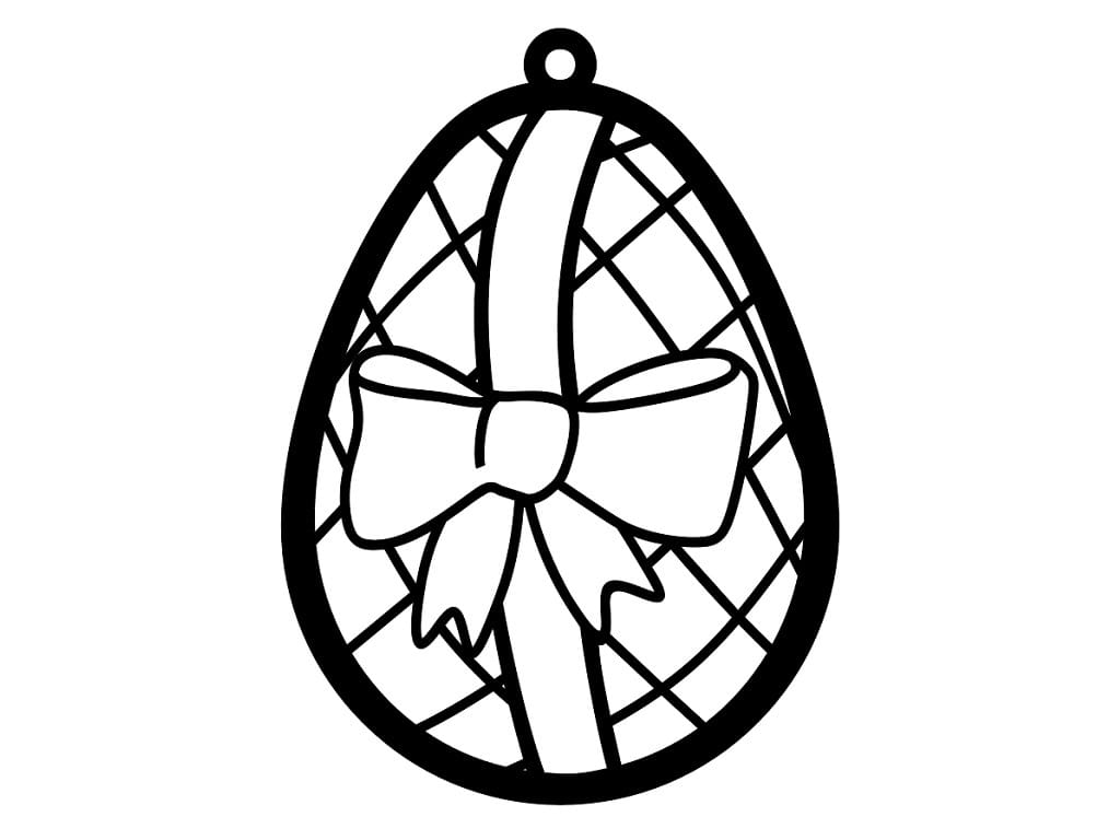 Laser Cut Easter Egg Ornament with Bow and Lattice Pattern
