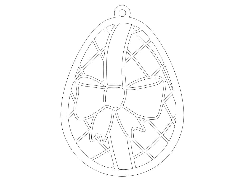 Laser Cut Easter Egg Ornament with Bow and Lattice Pattern