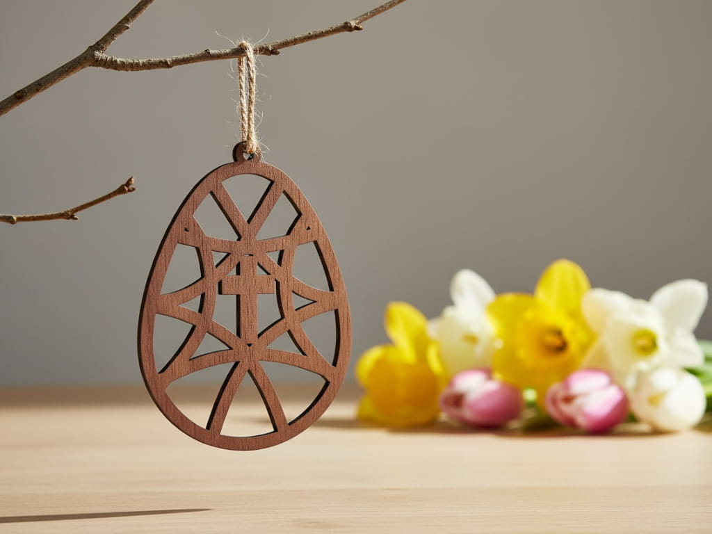 Laser Cut Cross Easter Egg Ornament