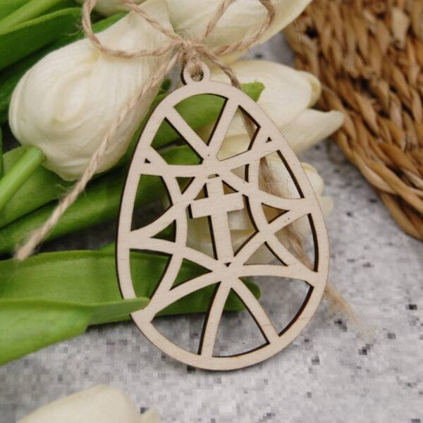 Laser Cut Cross Easter Egg Ornament