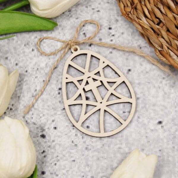 Laser Cut Cross Easter Egg Ornament