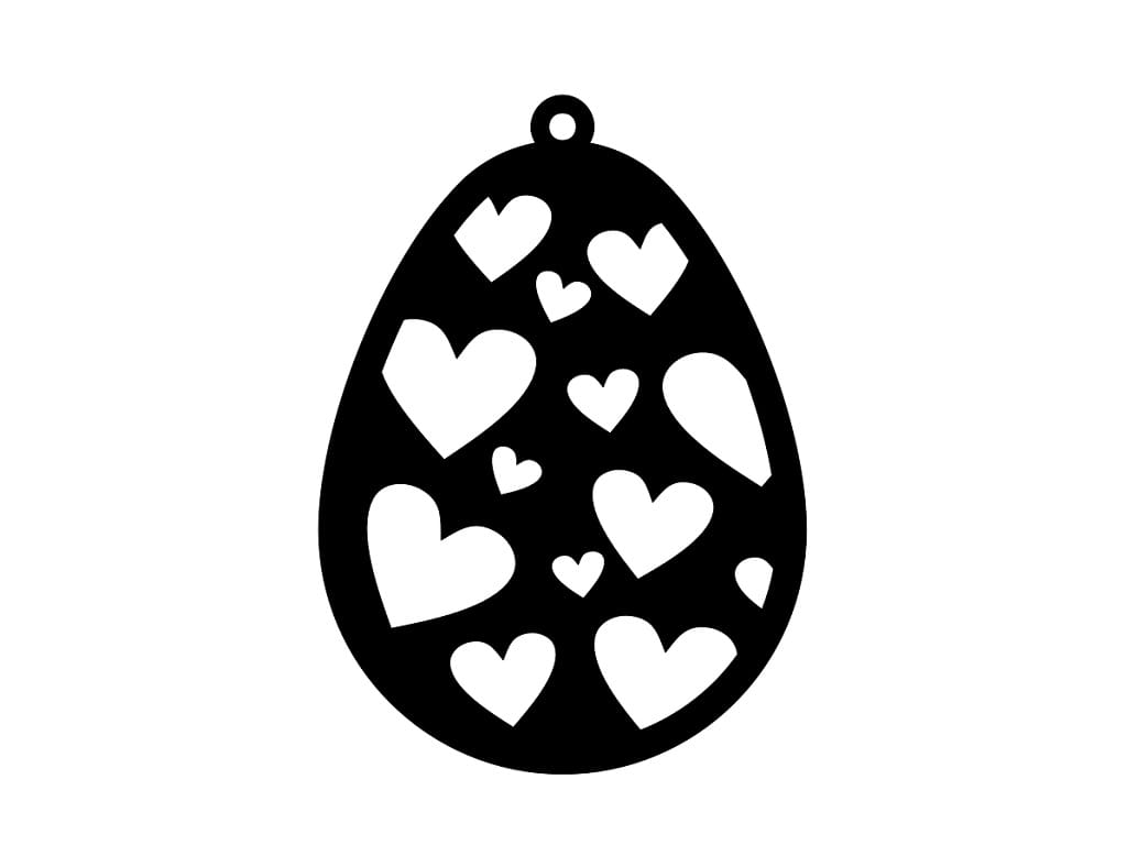 Laser Cut Easter Egg Ornament with Heart Cutouts