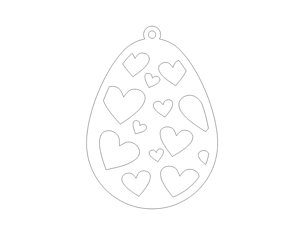 Laser Cut Easter Egg Ornament with Heart Cutouts