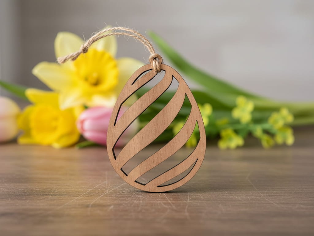 Laser Cut Plywood Easter Egg Pendant