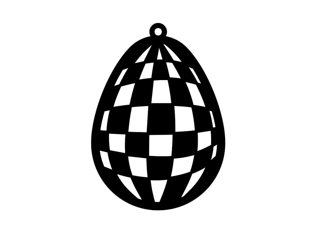 Laser Cut Wooden Easter Egg Ornament with Geometric Pattern