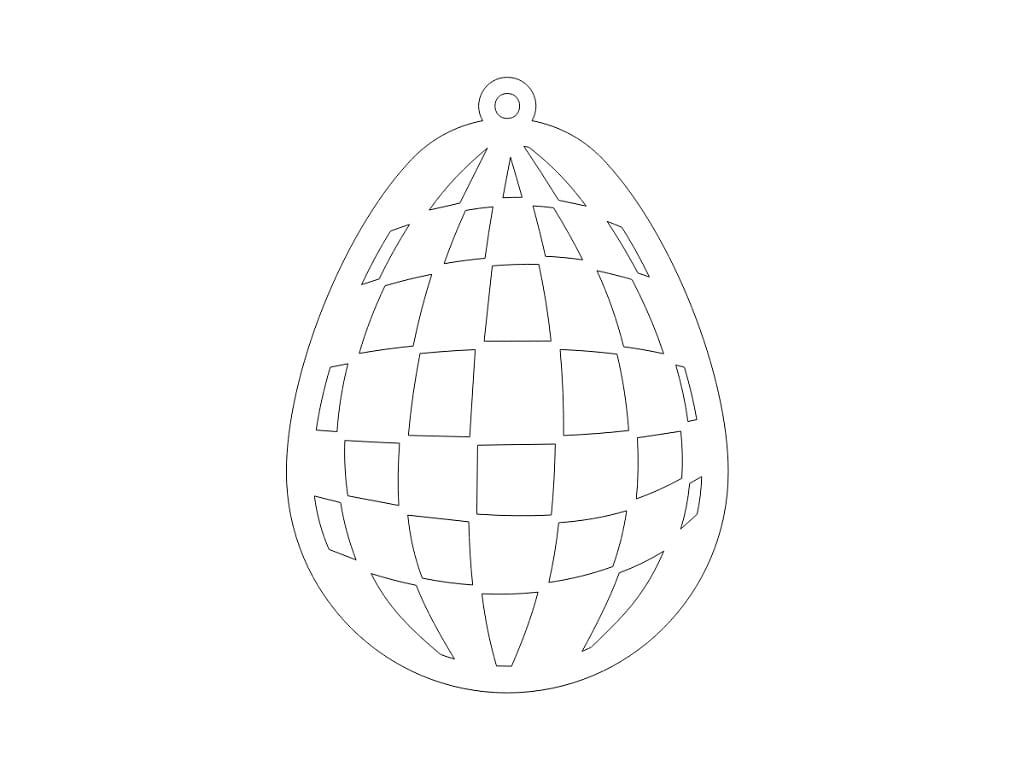 Laser Cut Wooden Easter Egg Ornament with Geometric Pattern