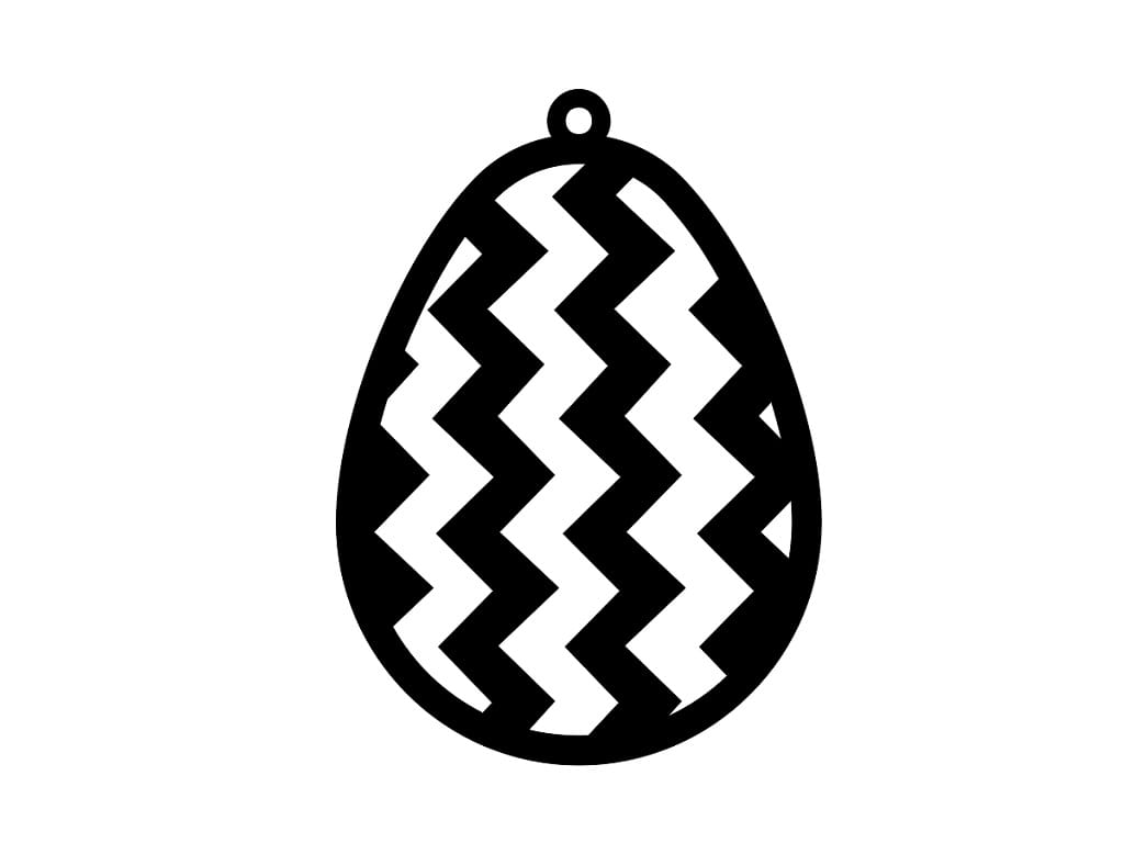 Laser Cut Wooden Easter Egg Ornament with Zigzag Pattern