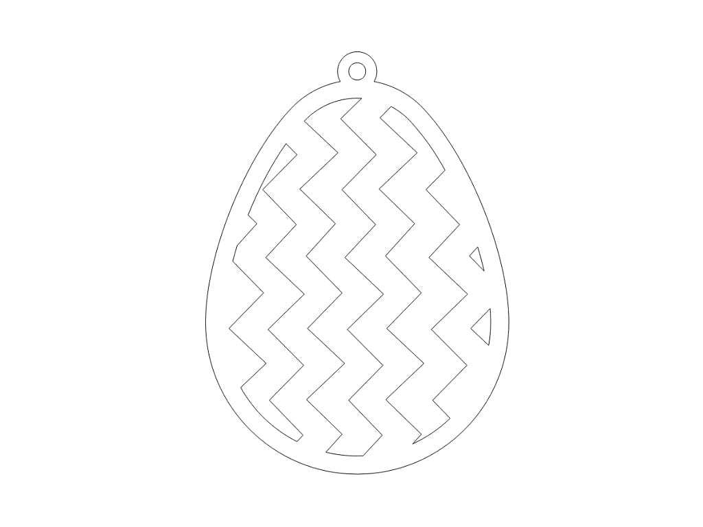 Laser Cut Wooden Easter Egg Ornament with Zigzag Pattern