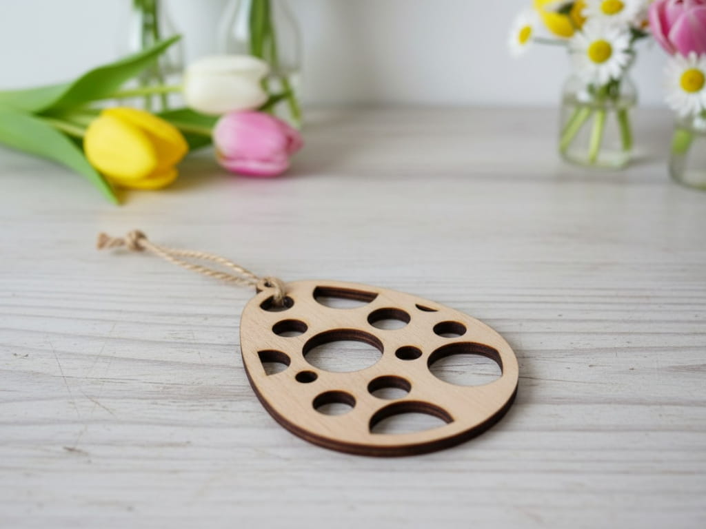 Laser Cut Easter Egg with Dotted Cutout Pattern