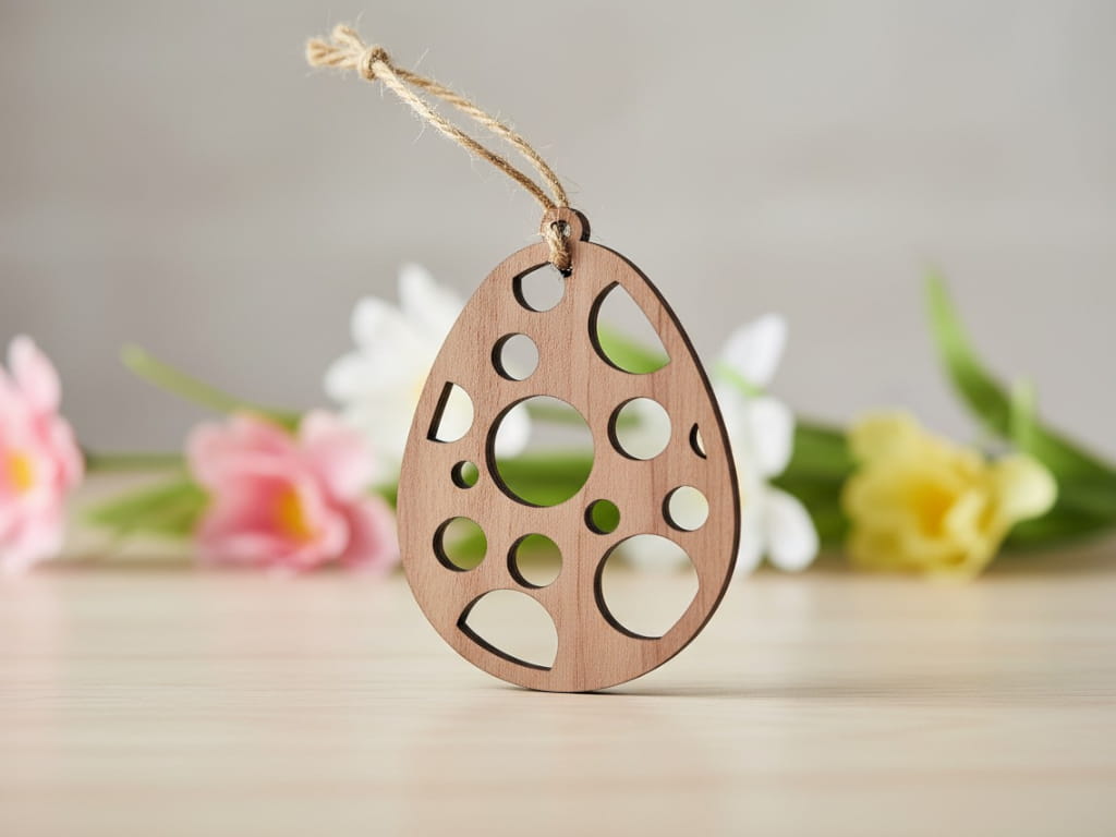 Laser Cut Easter Egg with Dotted Cutout Pattern