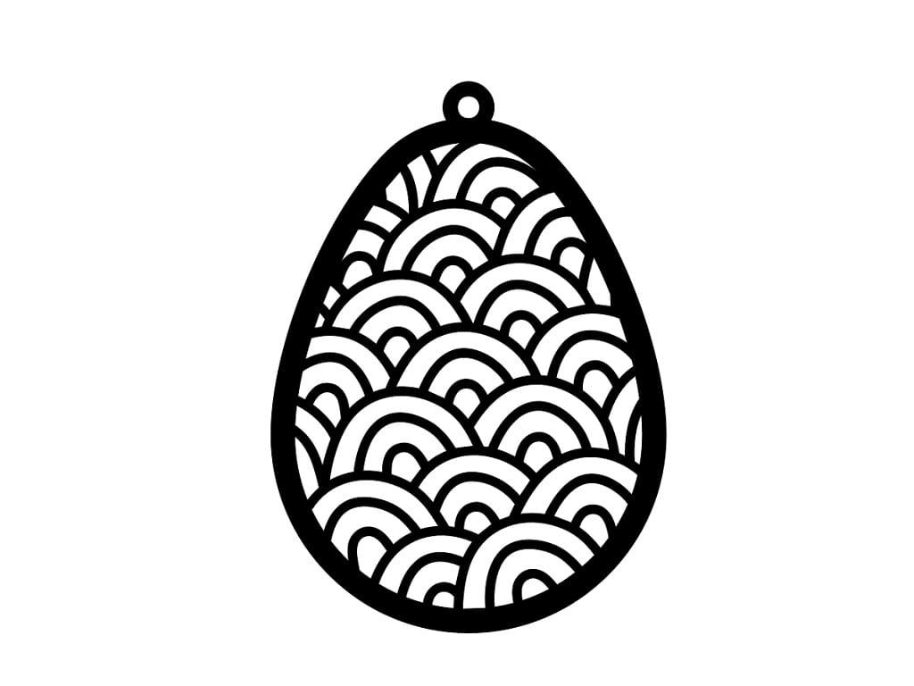 Laser Cut Wooden Wave Easter Egg Hanging Ornament