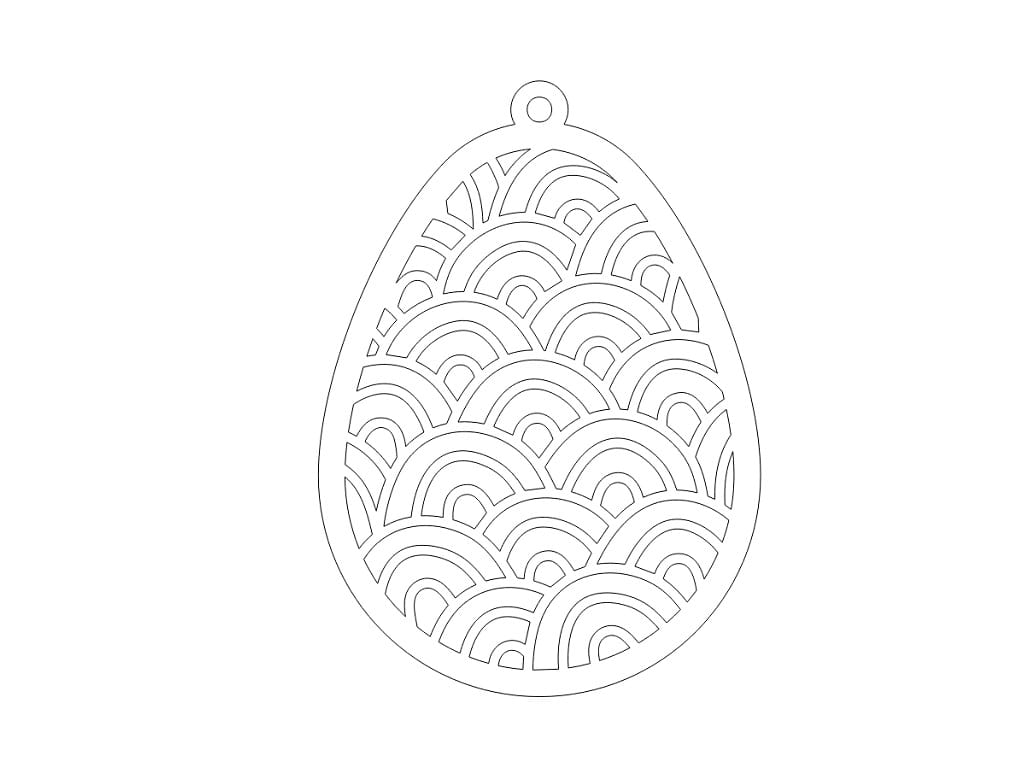 Laser Cut Wooden Wave Easter Egg Hanging Ornament
