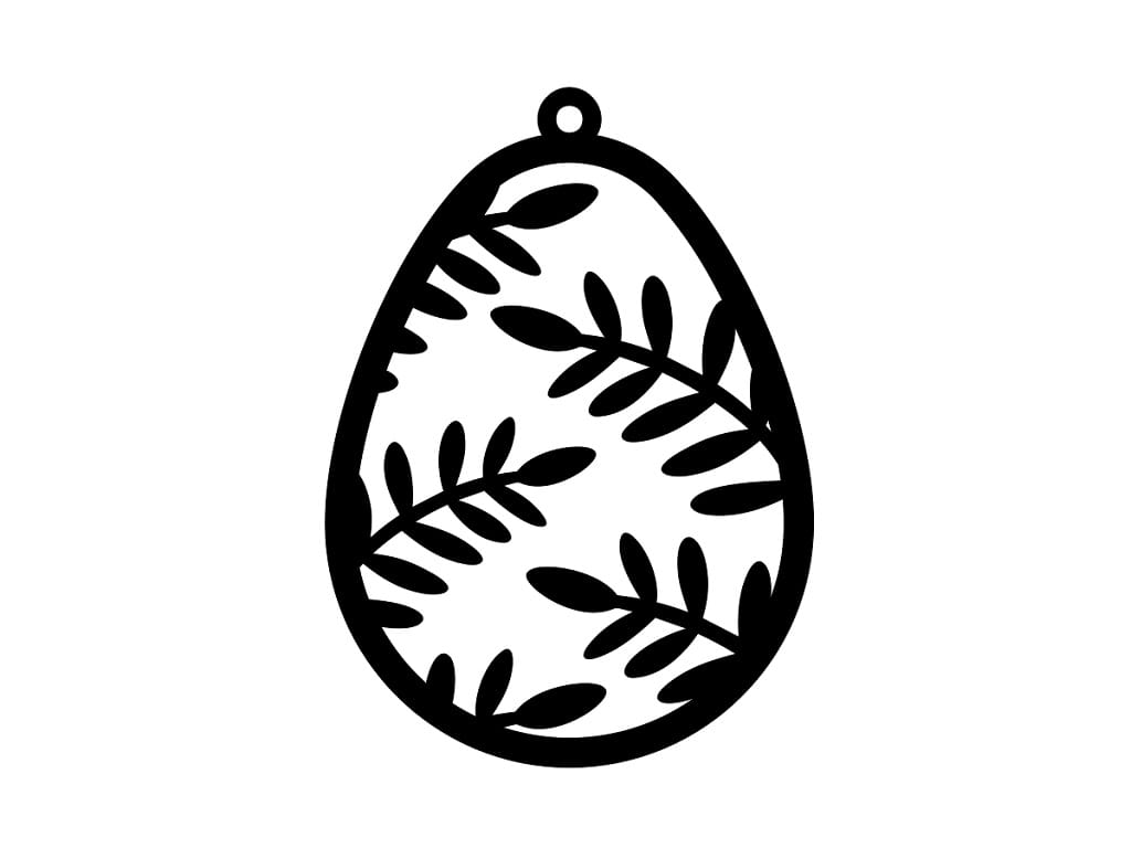 Laser Cut Wooden Sprig Leaves Easter Egg Ornament