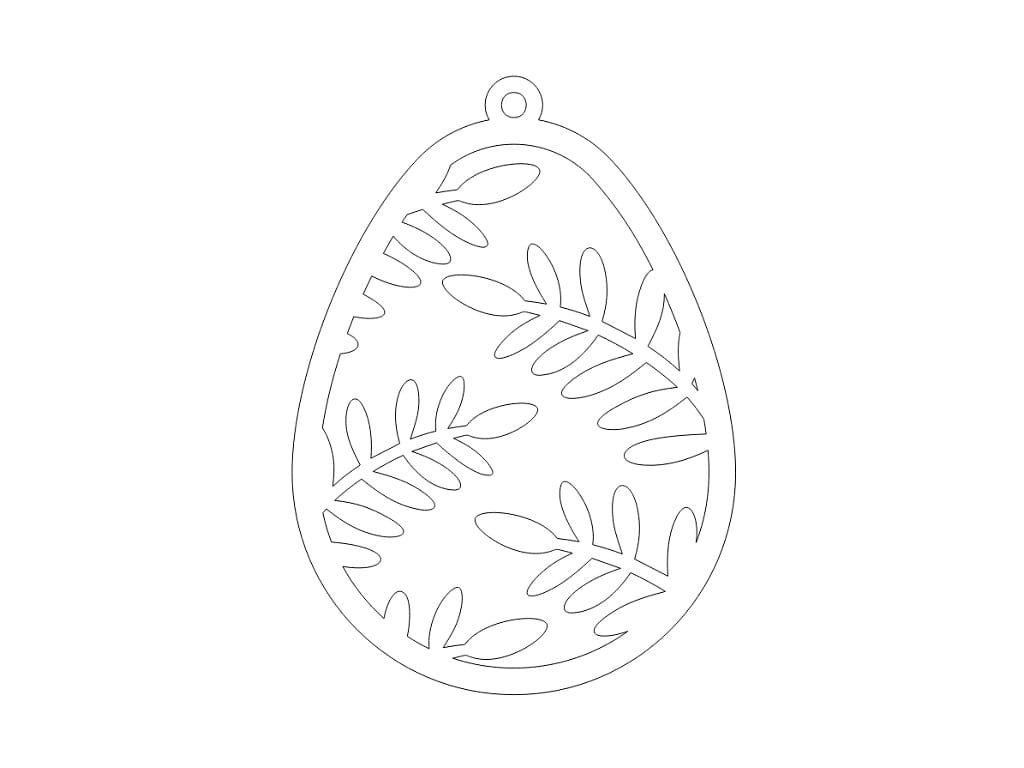 Laser Cut Wooden Sprig Leaves Easter Egg Ornament