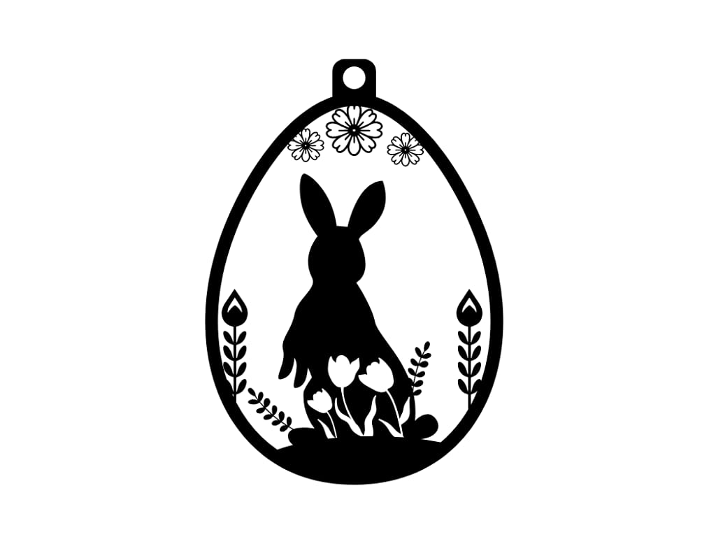 Laser Cut Wooden Bunny Easter Egg Ornament for Festive Decor