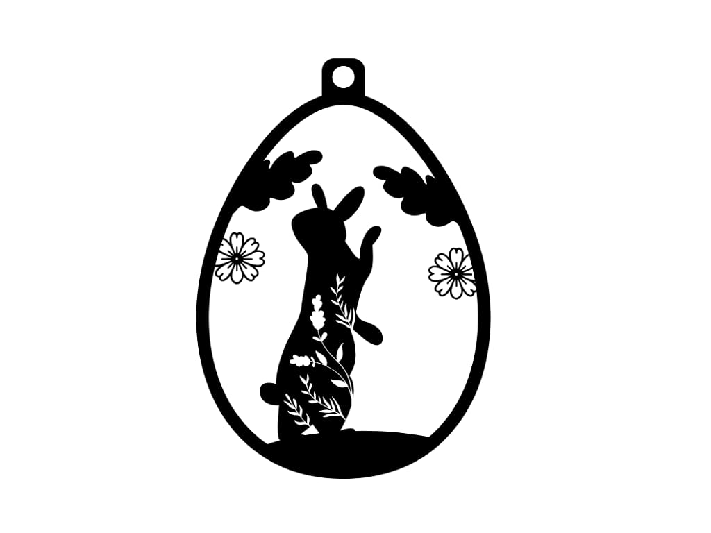 Laser Cut Wooden Easter Egg Bunny Ornament