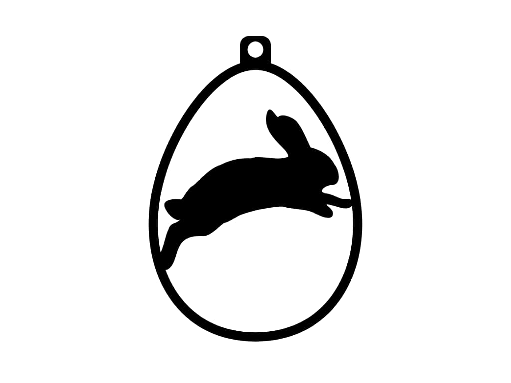 Laser Cut Wooden Jumping Bunny Easter Egg Ornament