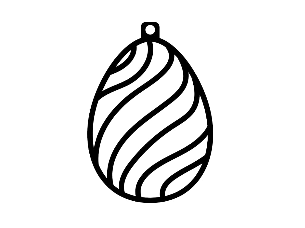 Laser Cut Easter Egg Pendant Ornament with Wave Pattern