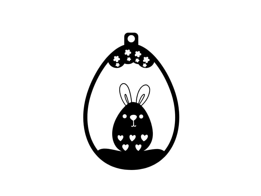 Laser Cut Easter Bunny Egg Hanging Decor with Heart and Star Cutouts