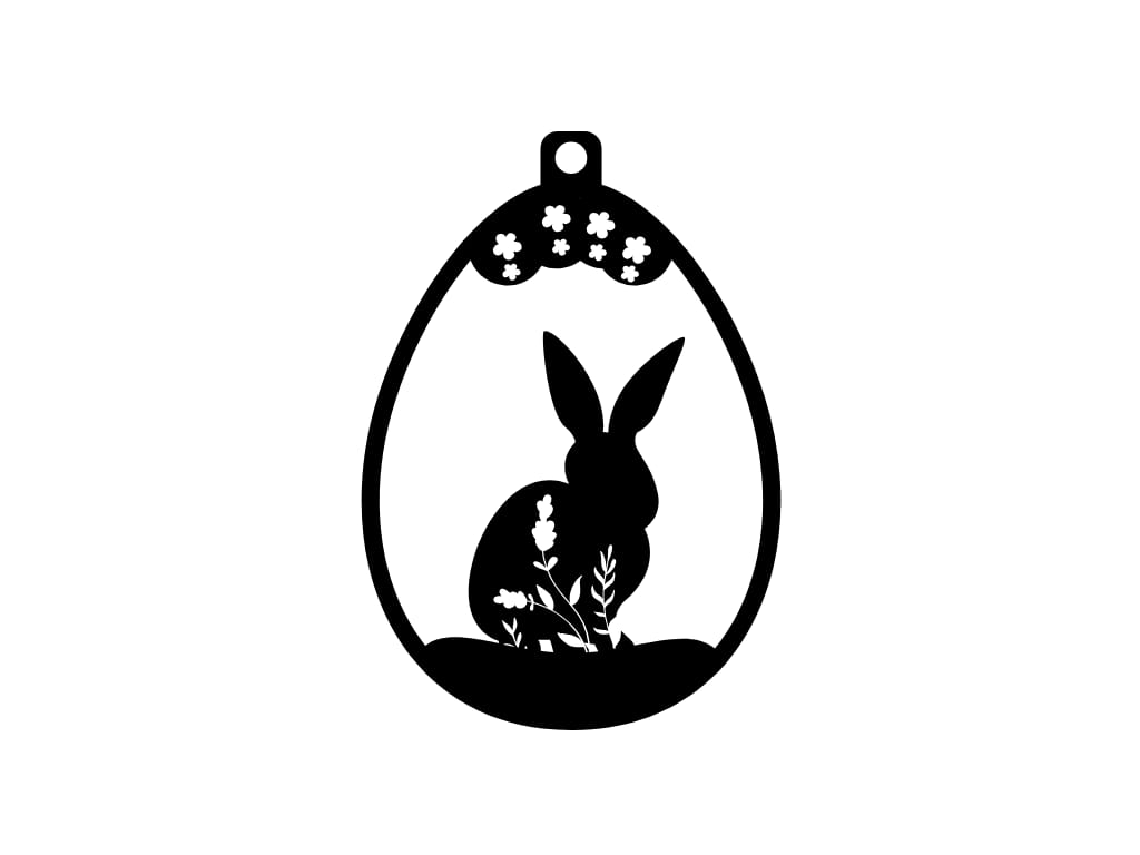 Laser Cut Easter Egg Bunny Floral Ornament for Spring Decoration