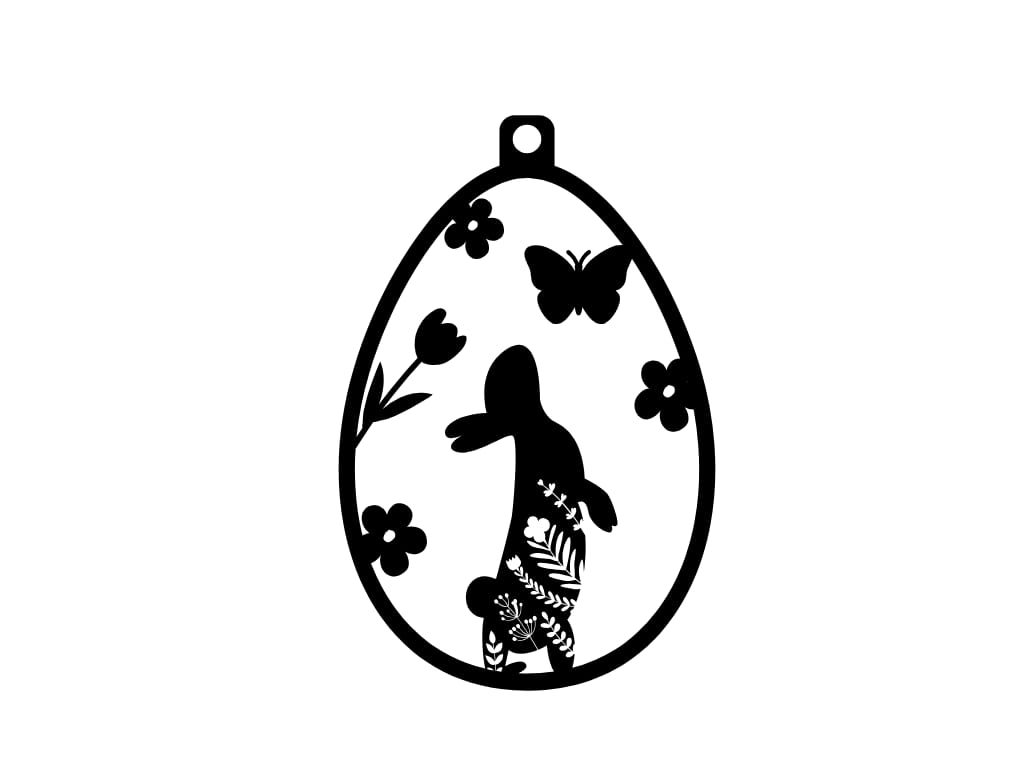 Laser Cut Bunny and Butterfly Hanging Easter Egg Ornament