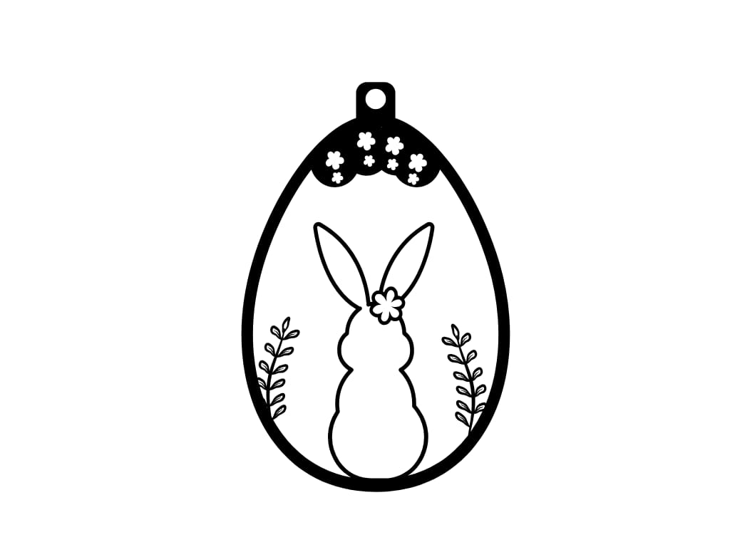 Laser Cut Bunny Egg Spring Decor Wooden Hanging Ornament