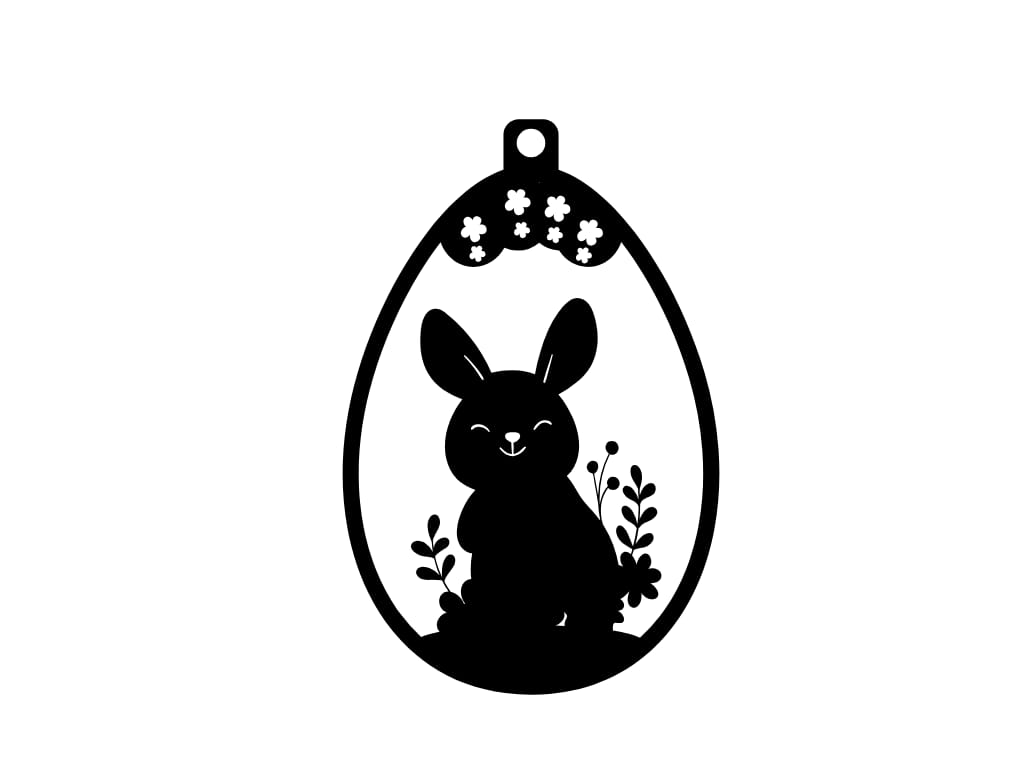 Laser Cut Cute Easter Bunny Flowers Ornament