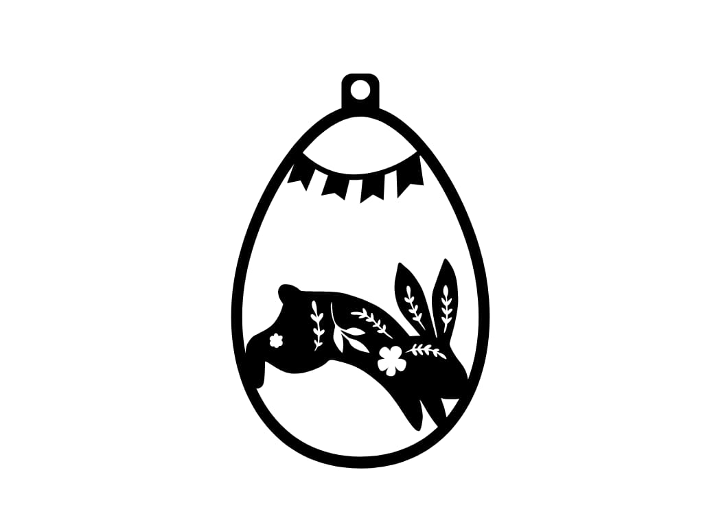 Laser Cut Floral Easter Bunny Wooden Ornament