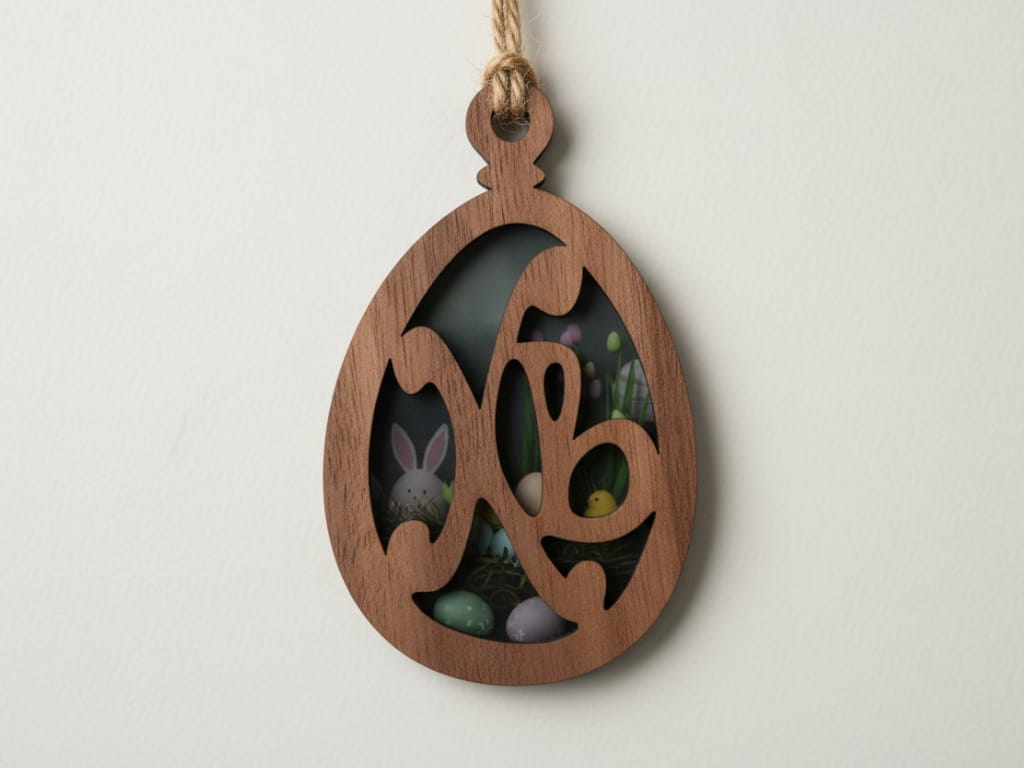 Laser Cut Russian Style Letters Easter Egg Ornament