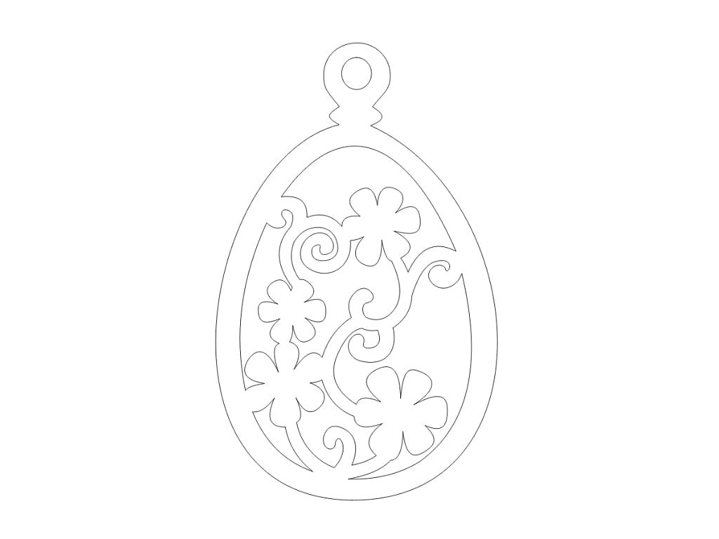 Laser Cut Wooden Floral Easter Egg Pendant