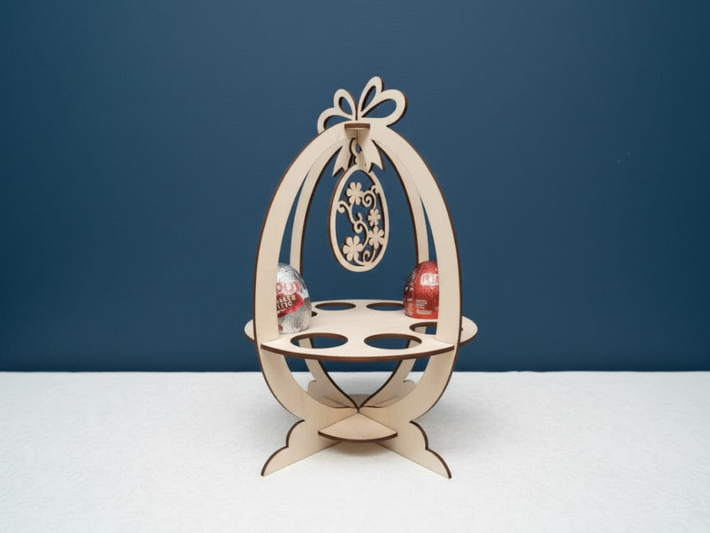 Laser Cut Easter Egg Display Stand with Hanging Pendant