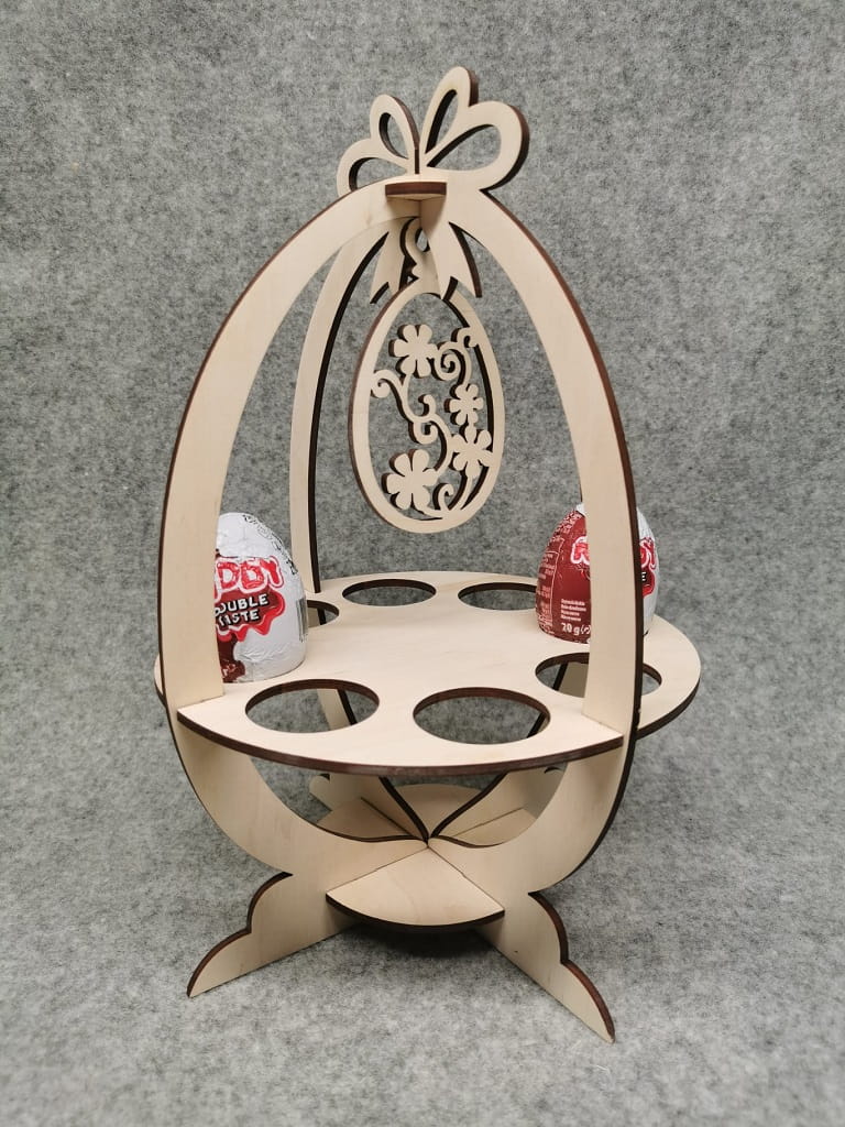 Laser Cut Easter Egg Display Stand with Hanging Pendant