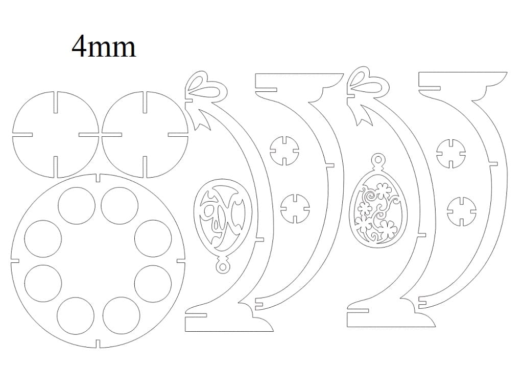 Laser Cut Easter Egg Display Stand with Hanging Pendant