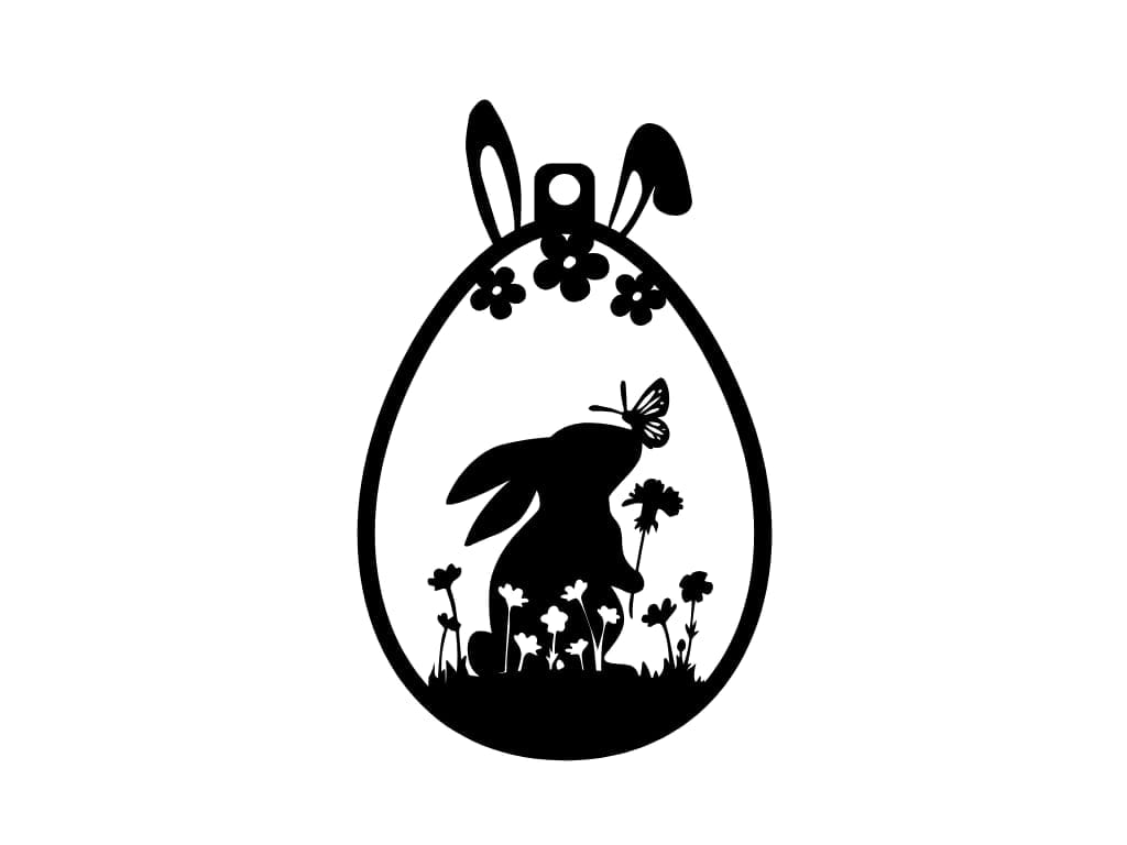 Laser Cut Bunny with Nature Scene Easter Egg Ornament