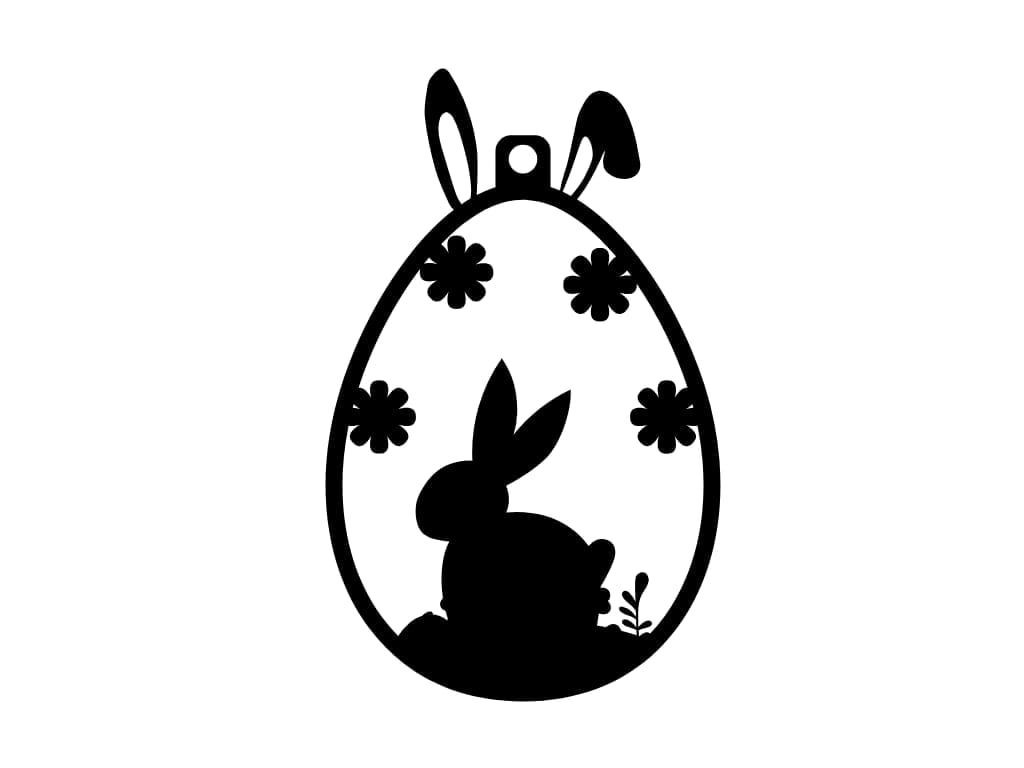 Laser Cut Cute Bunny Egg Hanging Ornament