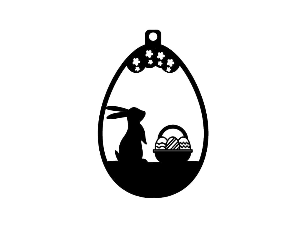 Laser Cut Easter Ornament with Bunny and Egg Basket