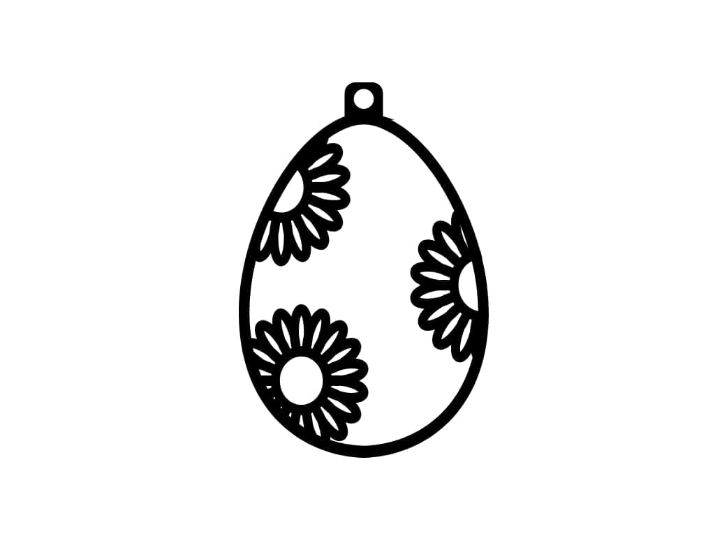 Laser Cut Wooden Floral Design Easter Egg Ornament