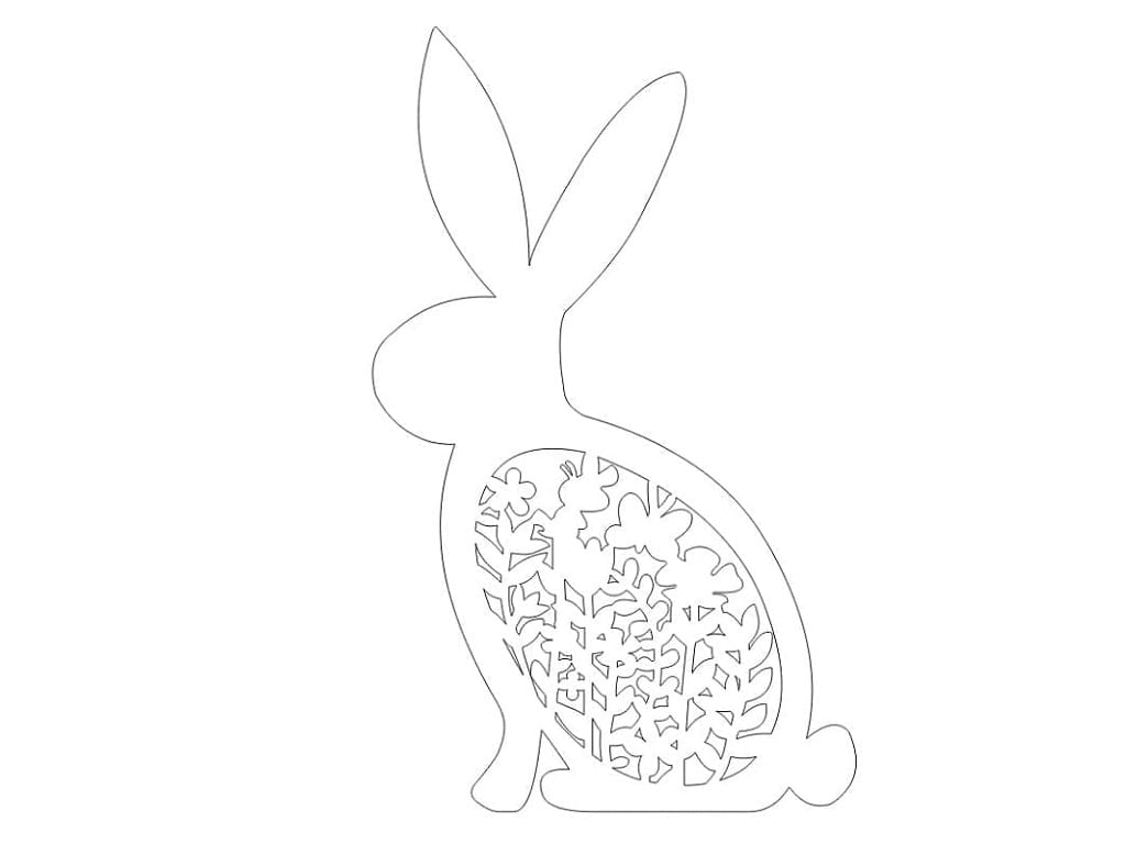 Laser Cut Easter Bunny Craft with Floral Cutout Design