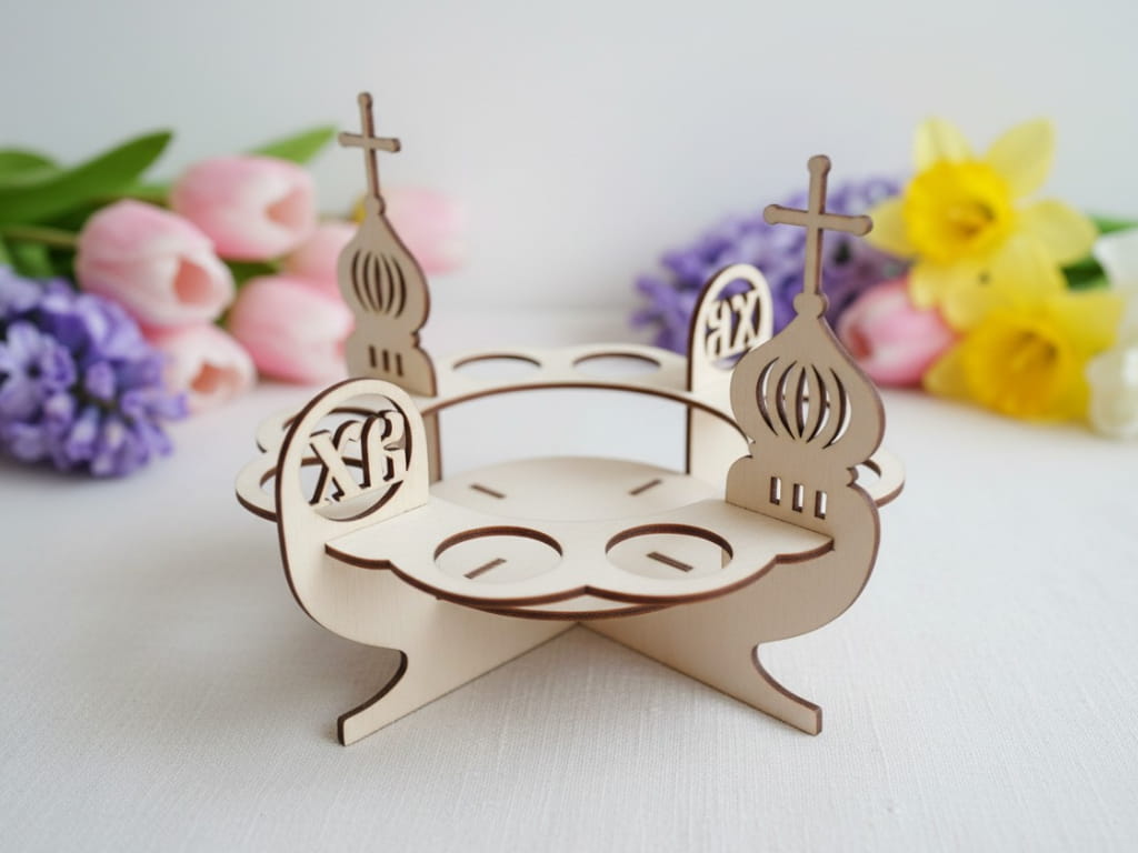 Laser Cut Decorative Easter Stand for 8 Eggs