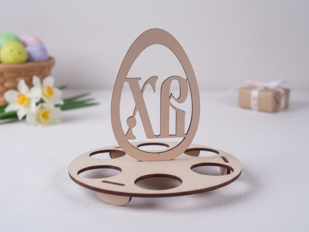 Laser Cut Easter Egg Holder Stand – Wooden Festive Table Decor