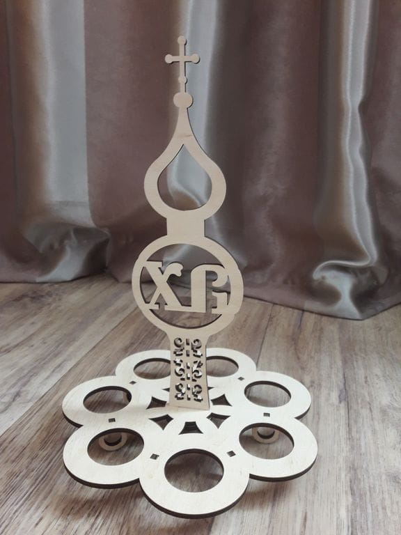 Laser Cut Church Easter Egg Holder – Religious Tabletop Decor