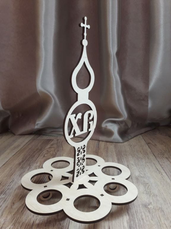 Laser Cut Church Easter Egg Holder – Religious Tabletop Decor