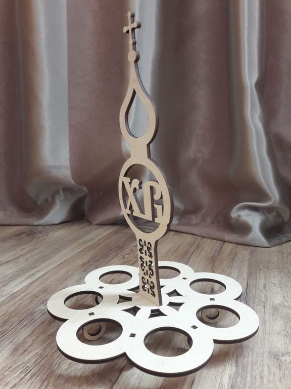 Laser Cut Church Easter Egg Holder – Religious Tabletop Decor