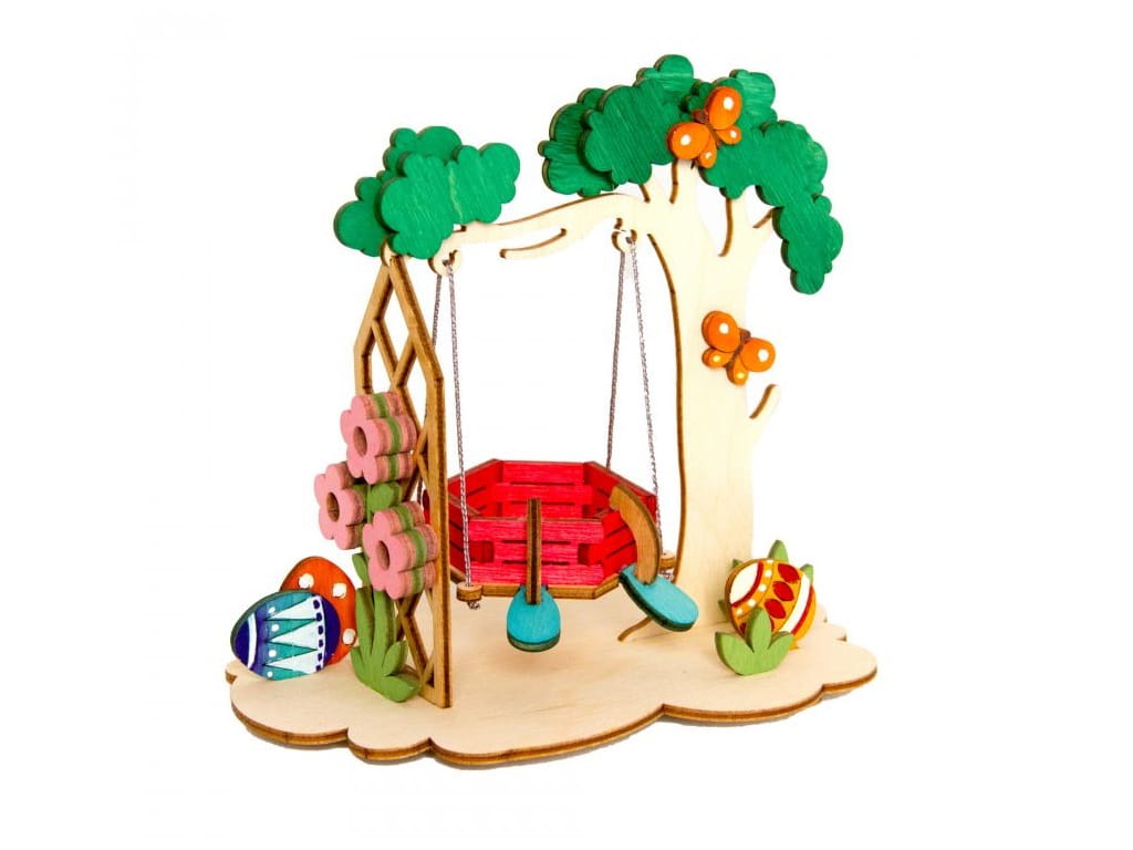 Laser Cut Easter Egg Swing Tabletop Decoration