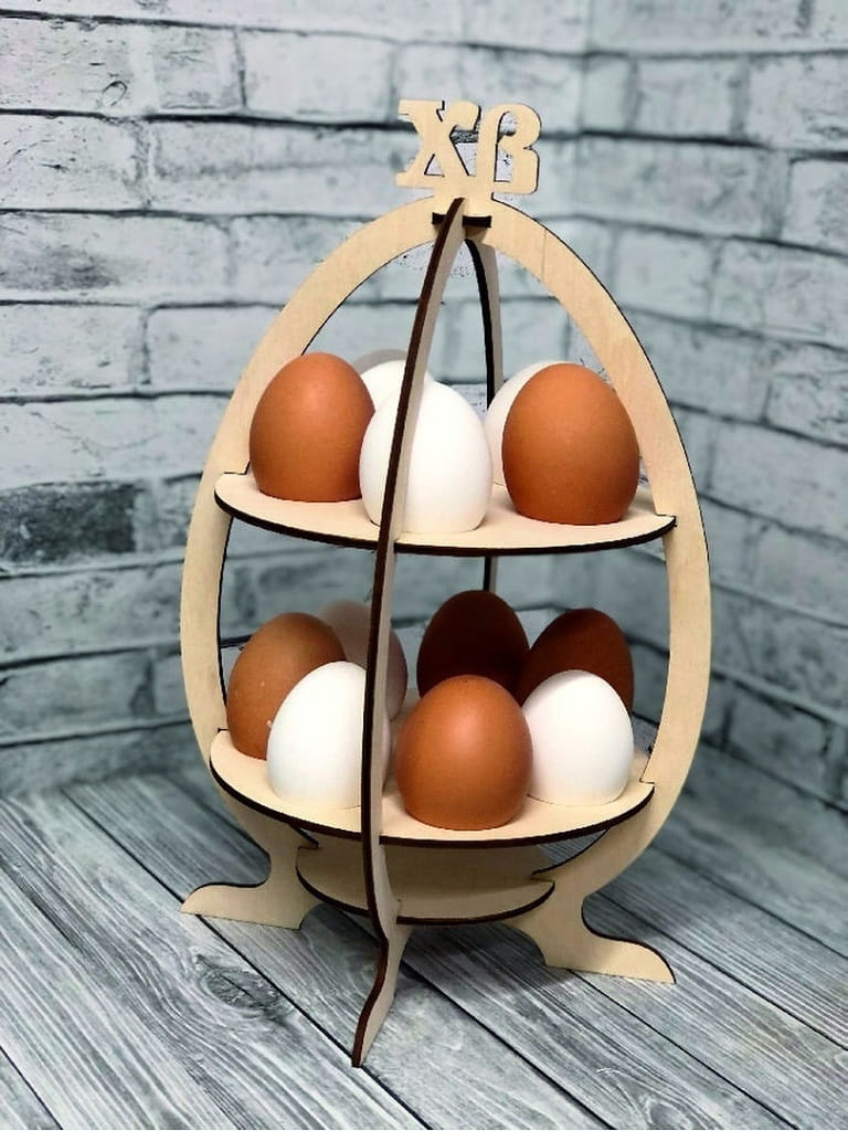 Laser Cut 2 Tier Easter Egg Holder Display Stand