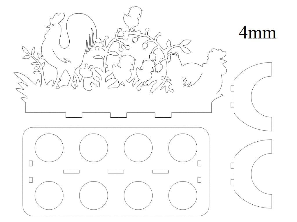 Laser Cut Chicken Easter Egg Holder Tabletop Decor