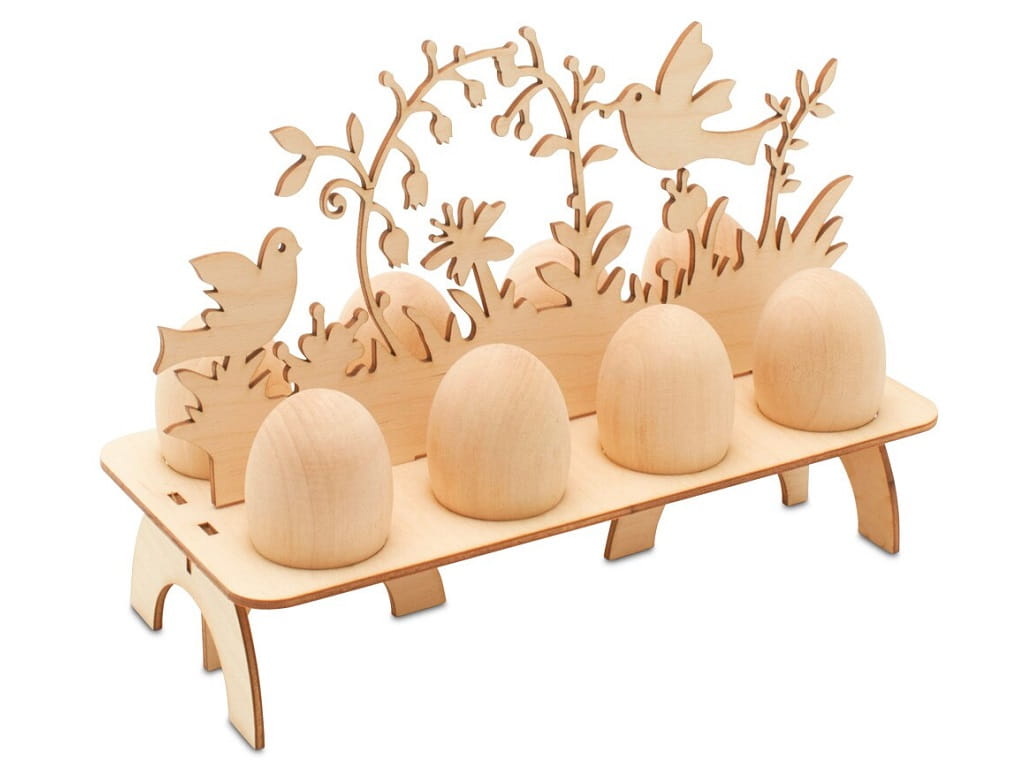 Laser Cut Easter Egg Holder Stand Wooden Festive Tabletop Decoration